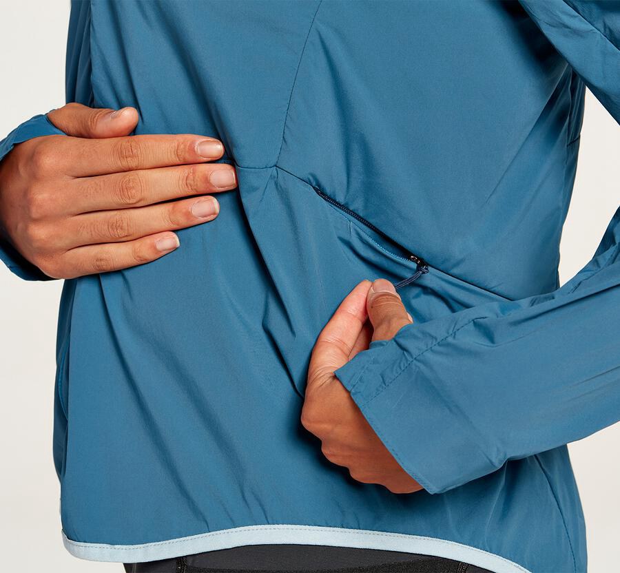 Hoka One One Womens Jackets - Hybrid Run - Blue - YDJG67985